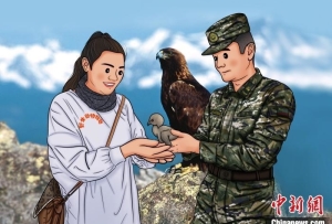 青海武警手绘“环保”海报 呼吁保护高原生态