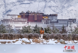 拉萨迎大雪 民众享雪趣