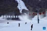 Tourists enjoy skiing in Yabuli, NE China