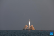 China's commercial rocket launches 4 satellites from sea