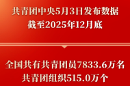 全国共有共青团员7833.6万名