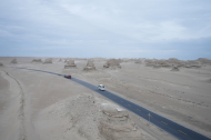 Driving through a Mars-like desert in northwest China