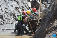 Road reinforcement underway at core affected zone of mudslide-hit Gyirong Port in SW China's Xizang
