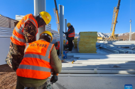 Rescuers build prefabricated houses at quake-hit village in China's Xizang