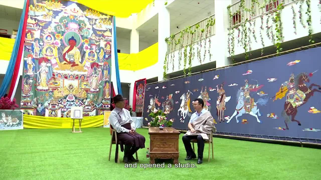 Urgyen Dorji and Embroidered Thangka
