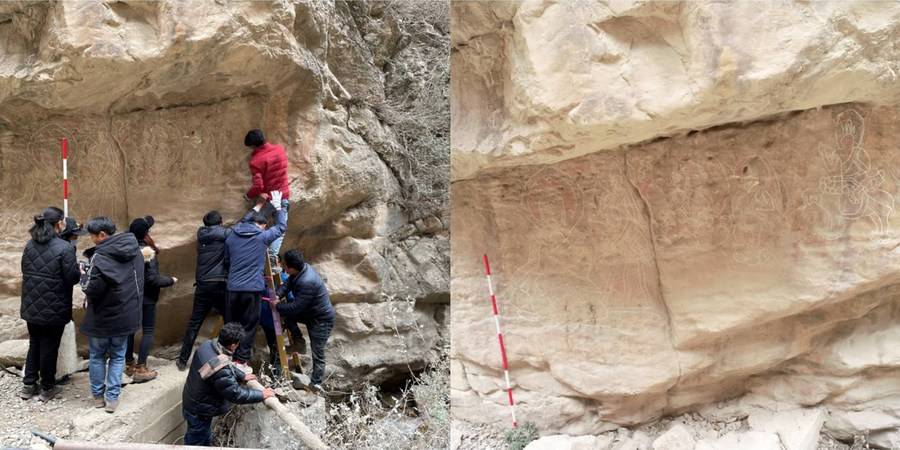 Rare cliff carving Buddhist statues found in Tibet