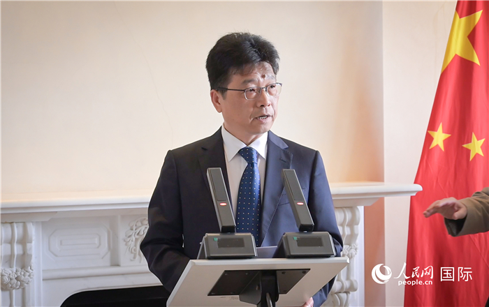 中國駐英國使館趙飛公使致辭。人民網(wǎng) 郭錦標攝