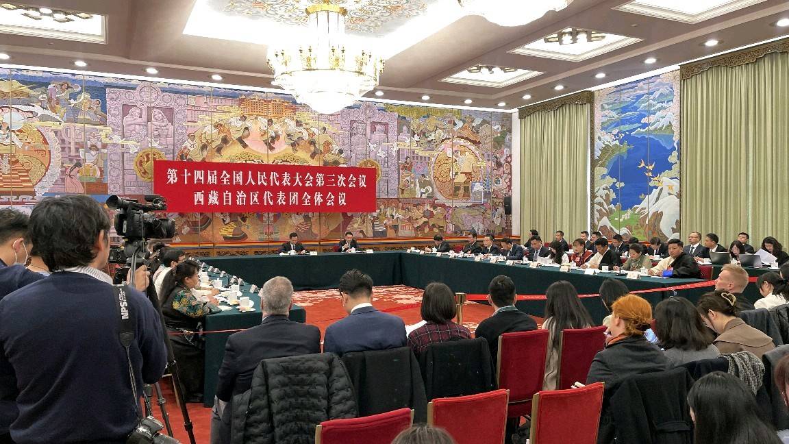 第十四屆全國人民代表大會第三次會議西藏自治區代表團全體會議舉行