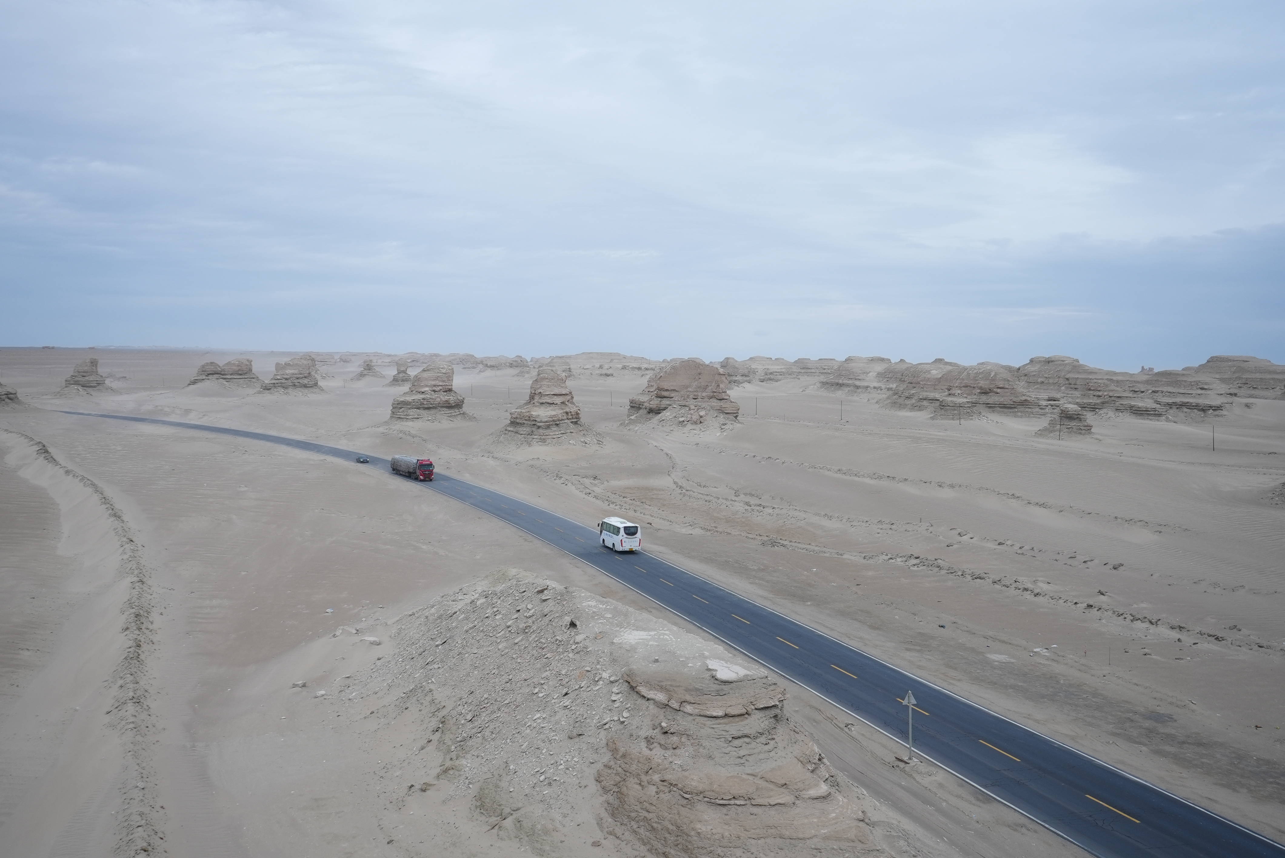 Driving through a Mars-like desert in northwest China