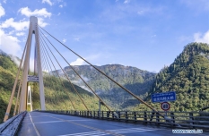 View of Polonggou grand bridge in SW China's Tibet