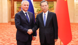 China's top legislator holds talks with chairman of Russian State Duma