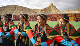 Residents perform Xuan Dance in China's Xizang