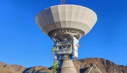 Main antenna reflector of 40-meter-aperture radio telescope installed