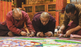 Mandala sand painting, an exquisite religious artwork of Tibetan Buddhism art
