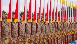 Participants take part in training for V-Day parade in Beijing