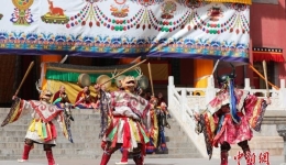 Cham Dance Performed at Kumbum Monastery of Qinghai