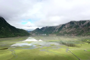 An aerial footage of the refreshing Ranwu Lake National Forest Park